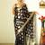 Black soft linen blend banarasi jacuard work designer party wear saree with unstitched blouse piece