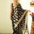 Black soft linen blend banarasi jacuard work designer party wear saree with unstitched blouse piece
