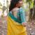 Yellow blue soft silk blend banarasi jacuard work designer party wear saree with unstitched blouse piece