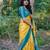 Yellow blue soft silk blend banarasi jacuard work designer party wear saree with unstitched blouse piece