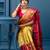 Yellow pink soft silk blend banarasi jacuard work designer party wear saree with unstitched blouse piece