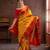 Yellow red soft silk blend banarasi jacuard work designer party wear saree with unstitched blouse piece