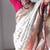 White red soft linen blend banarasi jacuard work designer party wear saree with unstitched blouse piece
