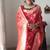 Red soft linen blend banarasi jacuard work designer party wear saree with unstitched blouse piece