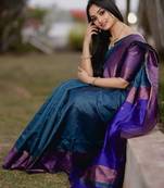 Turquoise wine soft silk blend banarasi jacuard work designer party wear saree with unstitched blouse piece