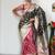 Black pink soft silk blend banarasi jacuard work designer party wear saree with unstitched blouse piece