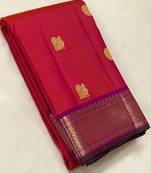 Red wine soft silk blend banarasi jacuard work designer party wear saree with unstitched blouse piece