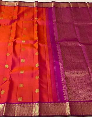 Red wine silk blend banarasi saree with unstitched blouse piece 5