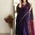Purple pink soft linen blend banarasi jacuard work designer party wear saree with unstitched blouse piece
