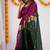 Rani green soft linen blend banarasi jacuard work designer party wear saree with unstitched blouse piece