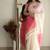 White pink soft linen blend banarasi jacuard work designer party wear saree with unstitched blouse piece