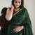 Green maroon soft linen blend banarasi jacuard work designer party wear saree with unstitched blouse piece