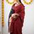 Maroon black soft linen blend banarasi jacuard work designer party wear saree with unstitched blouse piece