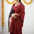 Maroon black soft linen blend banarasi jacuard work designer party wear saree with unstitched blouse piece