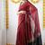 Maroon black soft linen blend banarasi jacuard work designer party wear saree with unstitched blouse piece