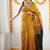 Yellow black soft linen blend banarasi jacuard work designer party wear saree with unstitched blouse piece