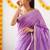 Lavender pink soft linen blend banarasi jacuard work designer party wear saree with unstitched blouse piece