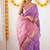 Lavender pink soft linen blend banarasi jacuard work designer party wear saree with unstitched blouse piece