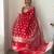 Red soft linen blend banarasi jacuard work designer party wear saree with unstitched blouse piece