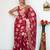 Red soft linen blend banarasi jacuard work designer party wear saree with unstitched blouse piece