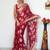 Red soft linen blend banarasi jacuard work designer party wear saree with unstitched blouse piece