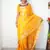 Yellow soft linen blend banarasi jacuard work designer party wear saree with unstitched blouse piece