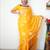 Yellow soft linen blend banarasi jacuard work designer party wear saree with unstitched blouse piece