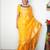 Yellow soft linen blend banarasi jacuard work designer party wear saree with unstitched blouse piece