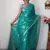 Sea green soft linen blend banarasi jacuard work designer party wear saree with unstitched blouse piece