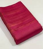 Rani pink silk blend banarasi saree with unstitched blouse piece