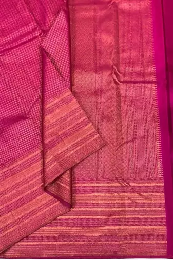 Rani pink silk blend banarasi saree with unstitched blouse piece