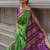 Green purple soft silk blend banarasi jacuard work designer party wear saree with unstitched blouse piece