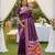 Purple soft  saree with zari weawing meenakari rich pallu and unique ikkat border