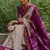 Cream purple soft silk blend banarasi jacuard work designer party wear saree with unstitched blouse piece