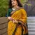Yellow green soft silk blend banarasi jacuard work designer party wear saree with unstitched blouse piece