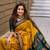 Yellow green silk blend banarasi saree with unstitched blouse piece