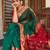 Green red soft silk blend banarasi jacuard work designer party wear saree with unstitched blouse piece