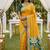 Yellow soft  saree with zari weawing meenakari rich pallu and unique ikkat border