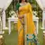 Yellow soft  saree with zari weawing meenakari rich pallu and unique ikkat border