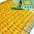 Yellow soft  saree with zari weawing meenakari rich pallu and unique ikkat border