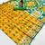 Yellow soft  saree with zari weawing meenakari rich pallu and unique ikkat border