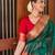 Green red soft silk blend banarasi jacuard work designer party wear saree with unstitched blouse piece