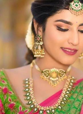 Parrot pink silk blend banarasi saree with unstitched blouse piece 3