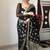 Black soft linen blend banarasi jacuard work designer party wear saree with unstitched blouse piece