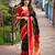 Black red soft silk blend banarasi jacuard work designer party wear saree with unstitched blouse piece