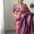 Purple soft cotton banarasi jacuard work designer party wear saree with unstitched blouse piece