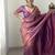 Purple soft cotton banarasi jacuard work designer party wear saree with unstitched blouse piece