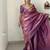 Purple soft cotton banarasi jacuard work designer party wear saree with unstitched blouse piece