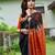 Black orange soft linen blend banarasi jacuard work designer party wear saree with unstitched blouse piece