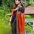 Black orange soft linen blend banarasi jacuard work designer party wear saree with unstitched blouse piece